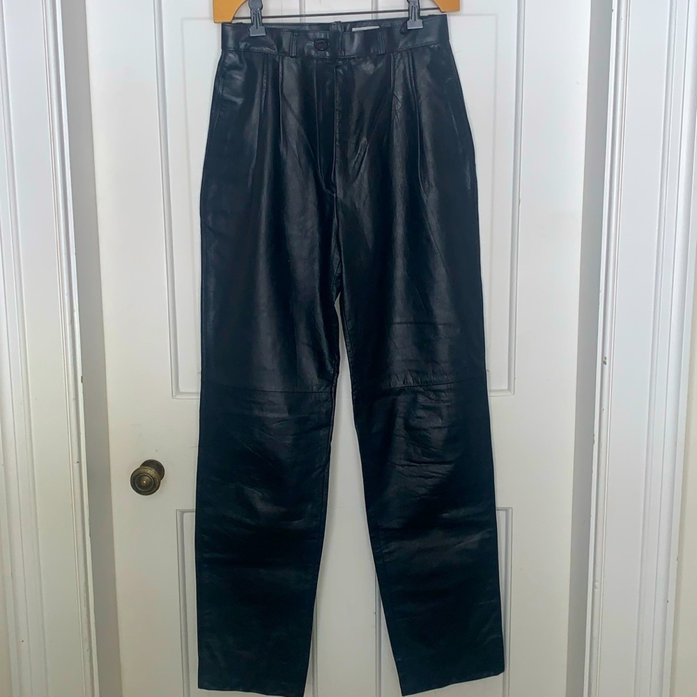 Vintage Designer Oleg Cassini Leather Trousers